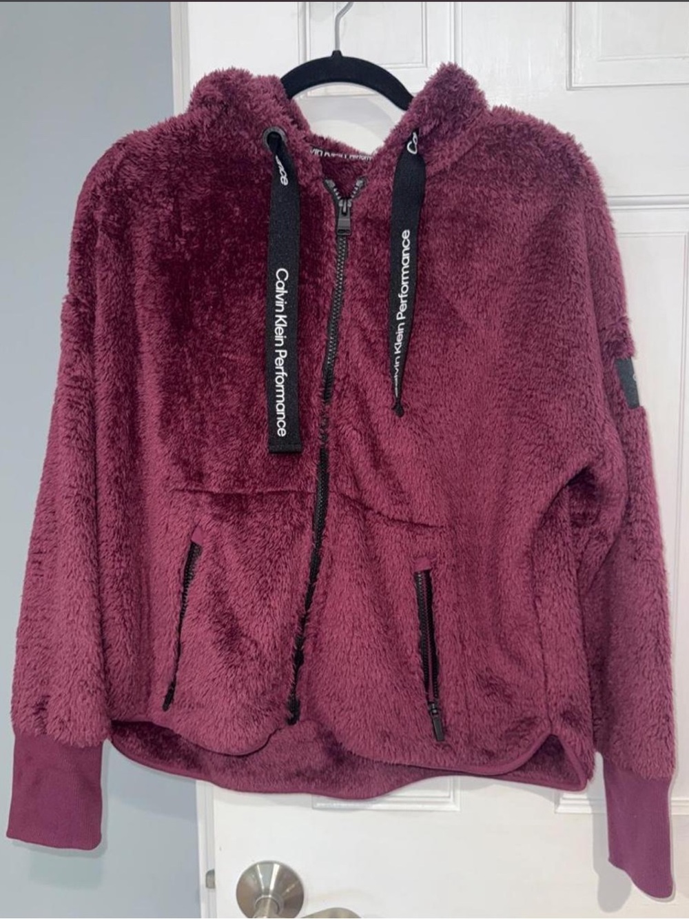 Calvin Klein Performance Plush Zip Hoodie in Wine